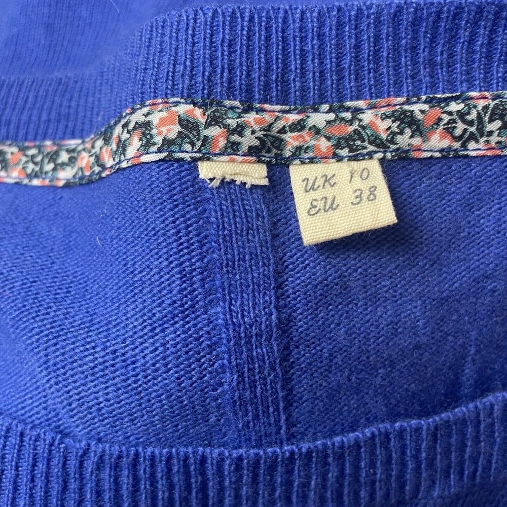 White Stuff Jumper Size 10 Lambswool Cashmere Blend Merlot Blue Xmas Festive - Picture 11 of 13